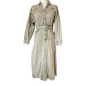 Free People Mad Love Denim Midi Dress- Sage SZ M